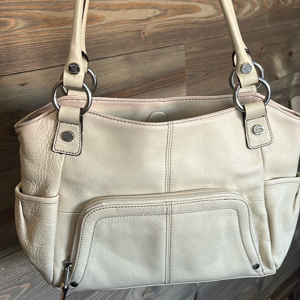 Elegant Cream Leather Tote Bag